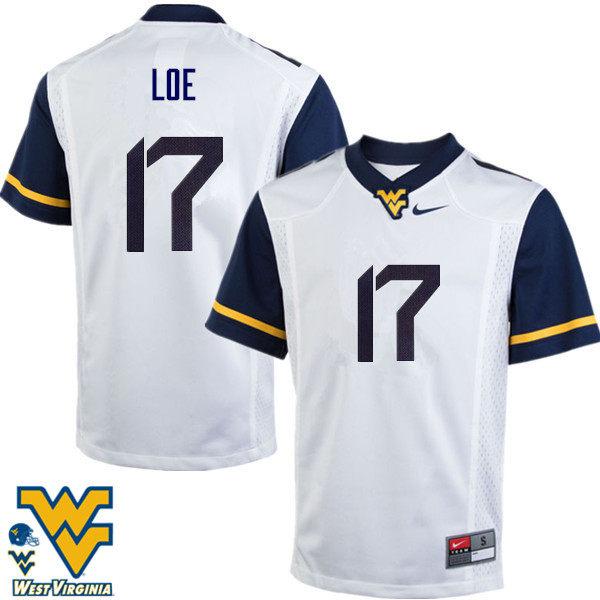 NCAA Men's Exree Loe West Virginia Mountaineers White #17 Nike Stitched Football College Authentic Jersey LV23E54DJ